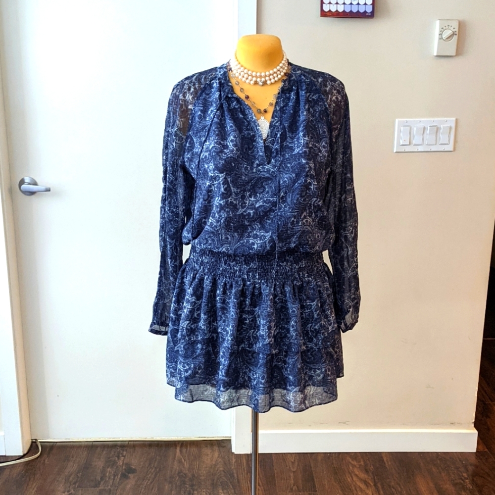 XL Joe Fresh Blue Paisley Ruffle Dress